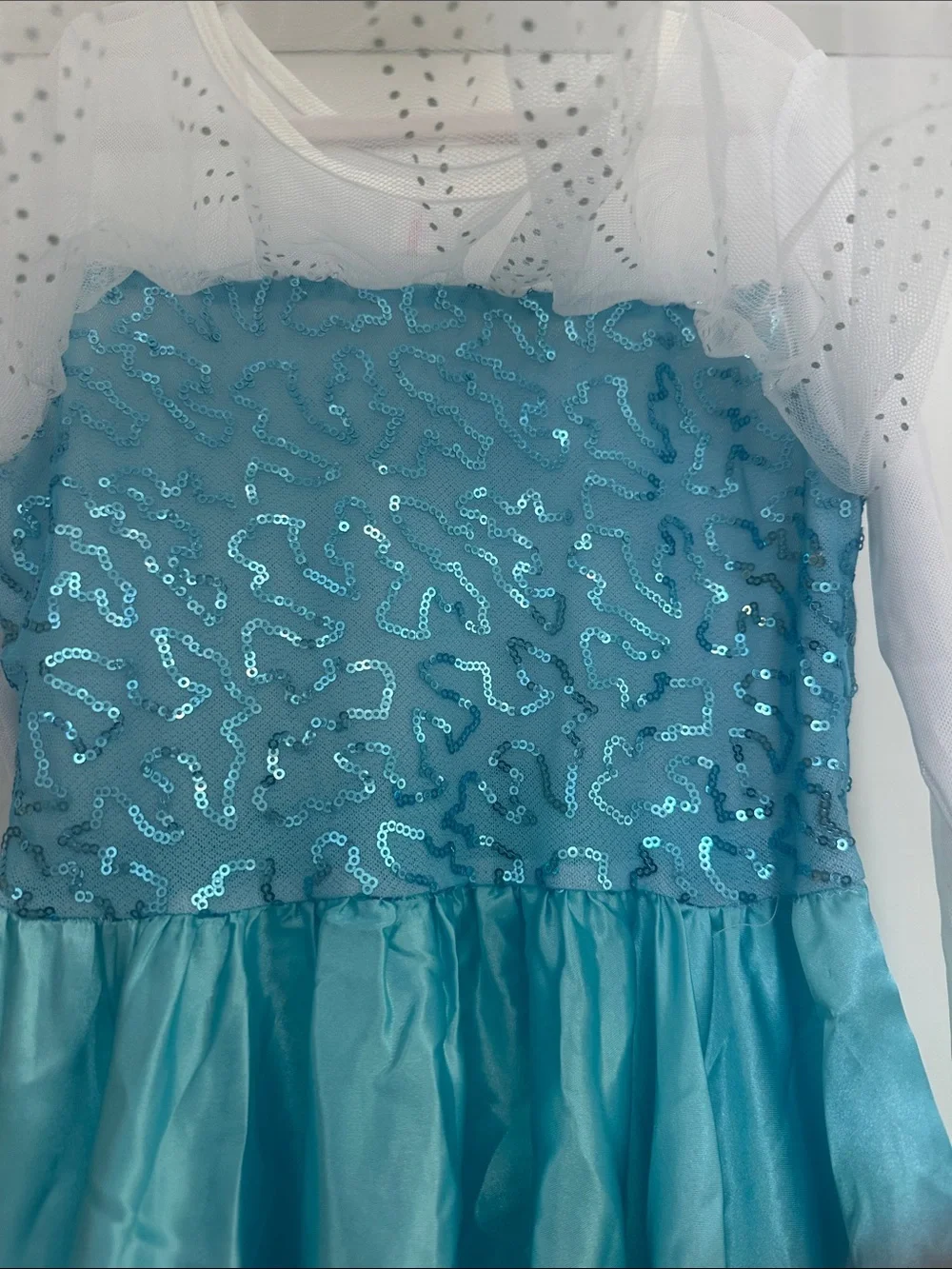 Light Blue Sequin “Elsa” Princess Dress with Snowflake Accent